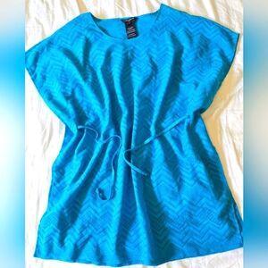 Aqua Chevron Patterned Swim Beach Pullover Bathingsuit Cover-Up Size S